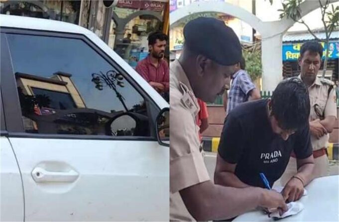 गोहाना में पुलिस ने ‘ब्लैक फिल्म’ लगी बिना नंबर की कार पकड़ी, 35 हजार रुपये काटा चालान