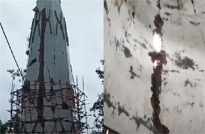 यमुनानगर में कुदरत का कहर, आरती के दौरान मंदिर पर गिरी आसमानी बिजली