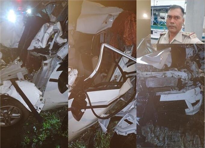 गुड़गांव पुलिस के जवानों की गाड़ी ट्रैक्टर से टकराई, दो की मौत, तीन अस्पताल में भर्ती