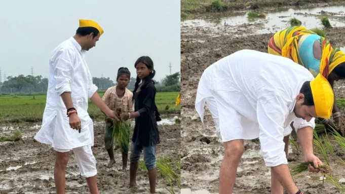 अलग रंग में दिखे तेज प्रताप यादव, खेत में उतरकर की धान की रोपनी, किसानों का जाना हाल