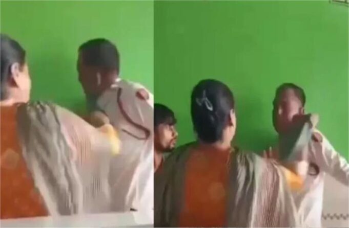 OYO में महिला ने ट्रैफिक पुलिसकर्मी की चप्पलों से पीटा, जानिए वजह