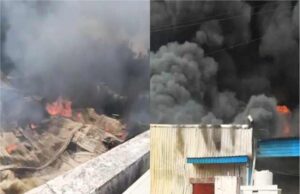 गुरुग्राम में कपड़ों के बड़े वेयरहाउस में भीषण आग, करोड़ों के माल की हुई क्षति