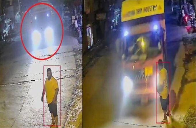 सड़क पार कर रहे युवक को ट्राले ने टक्कर मारी, गंभीर रूप से घायल; CCTV में हुआ हादसा कैद