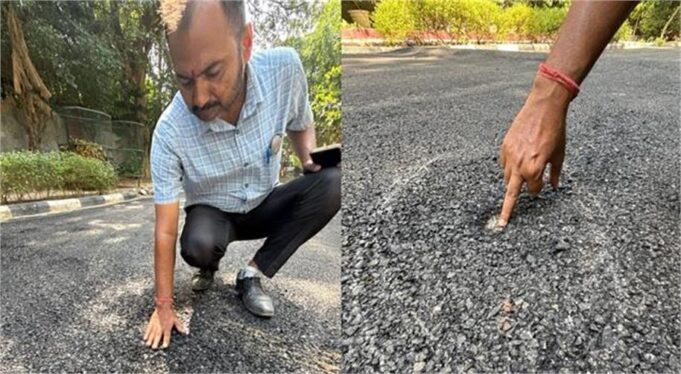 सड़क बनी और तुरंत उखड़ने लगी, MCG ने ठेकेदार पर ठोका जुर्माना, ब्लैकलिस्ट करने की प्रक्रिया शुरू