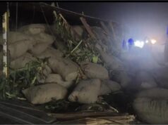 साहा-शाहबाद रोड पर बेकाबू ट्रक डिवाइडर से टकराकर पलटा, नीचे दबने से व्यक्ति की मौत