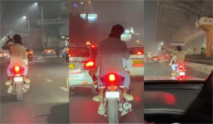 बीयर पीते हुए बाइक चलाकर युवक ने पुलिस को दी खुली चुनौती, वीडियो हुआ वायरल