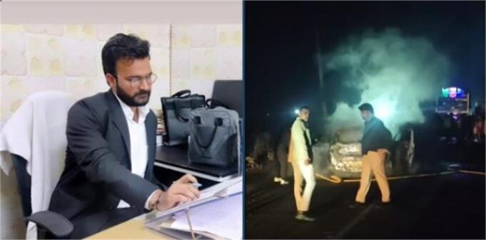 कुरुक्षेत्र हादसा: ट्रक से टकराकर कार में लगी आग, सरकारी वकील और भाई की मौत