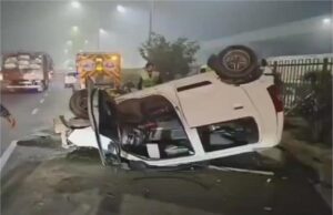 नशे में धुत्त स्कॉर्पियो चालक, थार और मर्सिडीज कार हुई बुरी तरह क्षतिग्रस्त